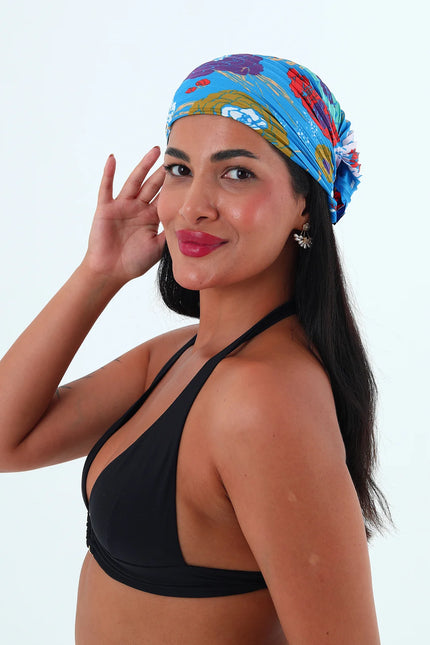 Rose çok renkli piliseli bandana,fular Mavi