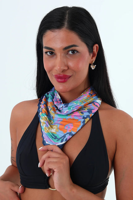 Rose çok renkli piliseli bandana,fular Lila