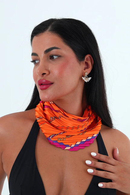 Rose çok renkli piliseli bandana,fular Turuncu