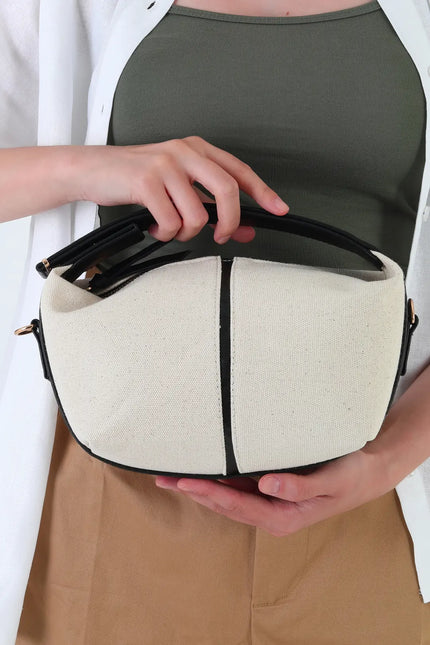 Flowers Kanvas El Çantası Siyah