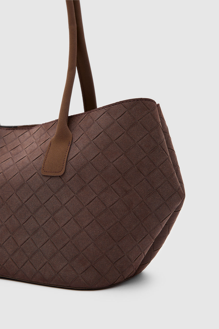 Mona Süet Shopper Omuz Çantası Kahve