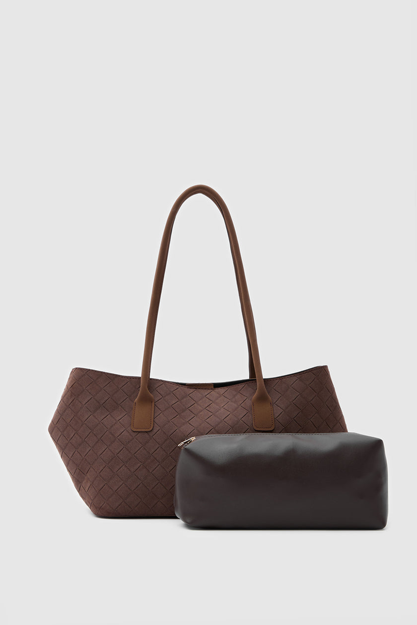Mona Süet Shopper Omuz Çantası Kahve