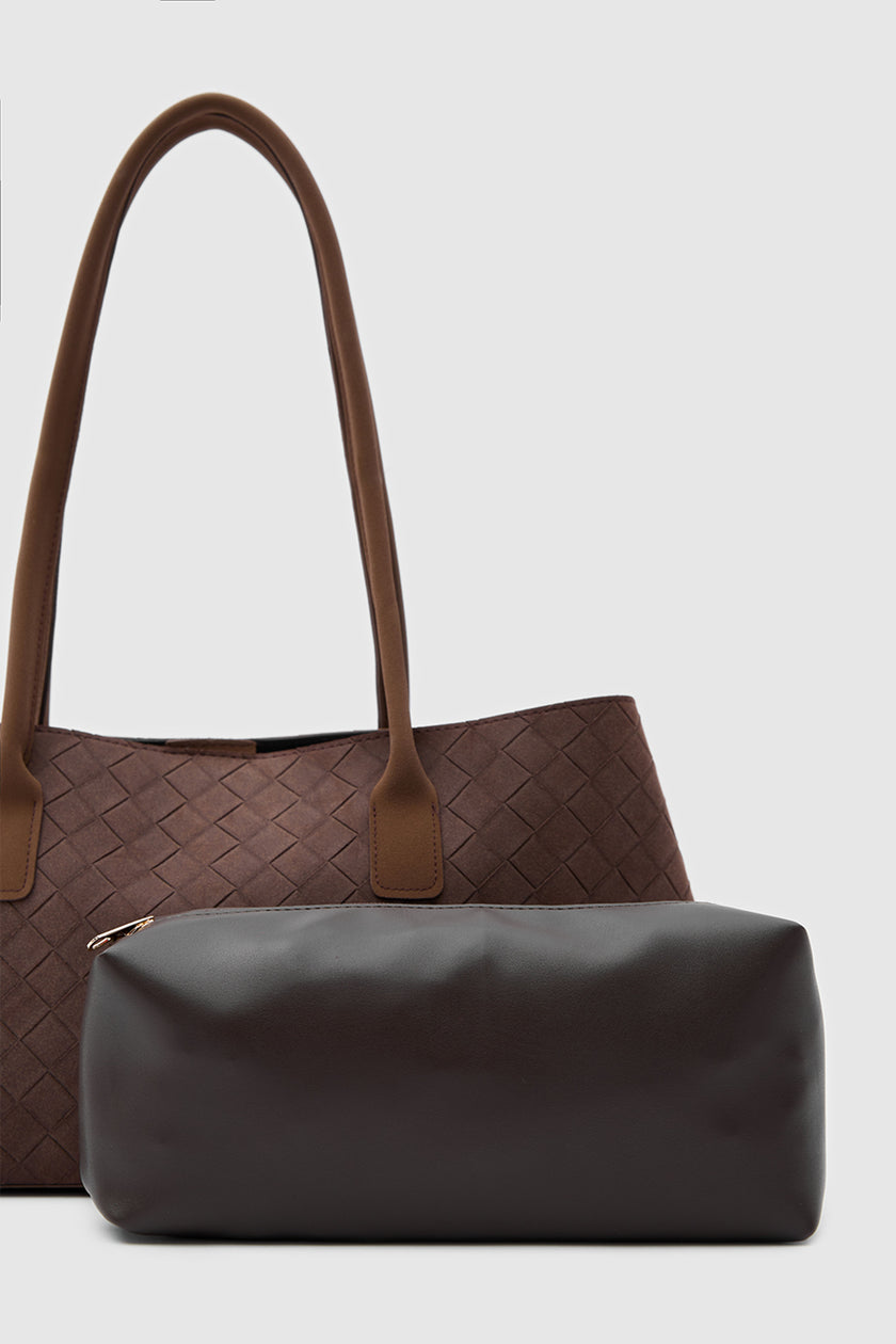 Mona Süet Shopper Omuz Çantası Kahve