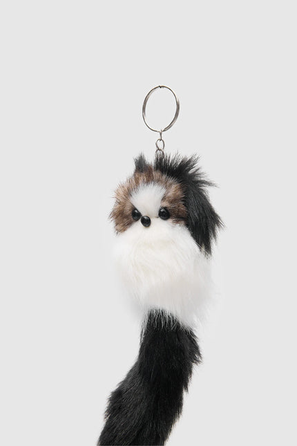 Peluş Köpekli Çanta Charmı ve Anahtarlık Siyah