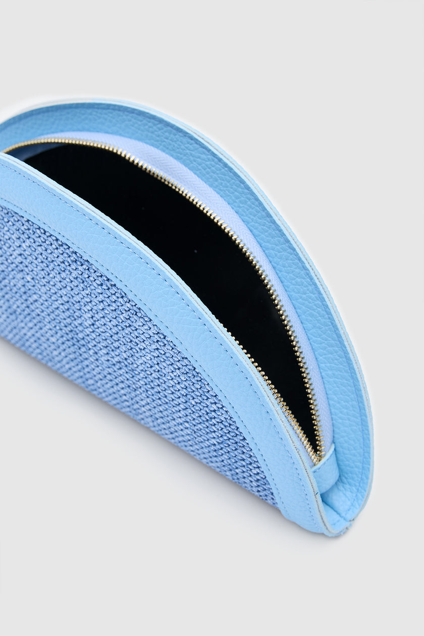 Venice Hasır Clutch Çanta Mavi