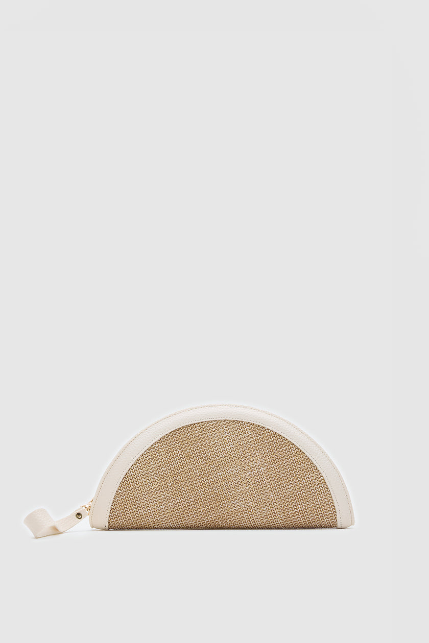 Venice Hasır Clutch Çanta Krem
