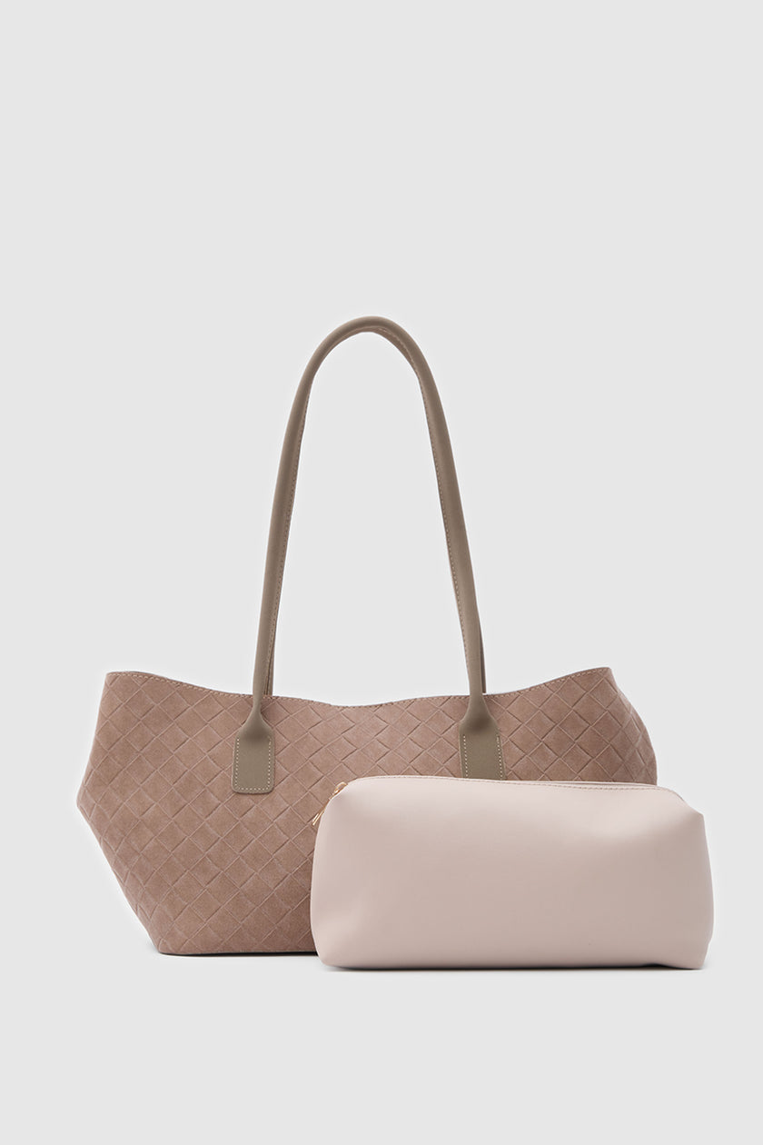 Mona Süet Shopper Omuz Çantası Vizon