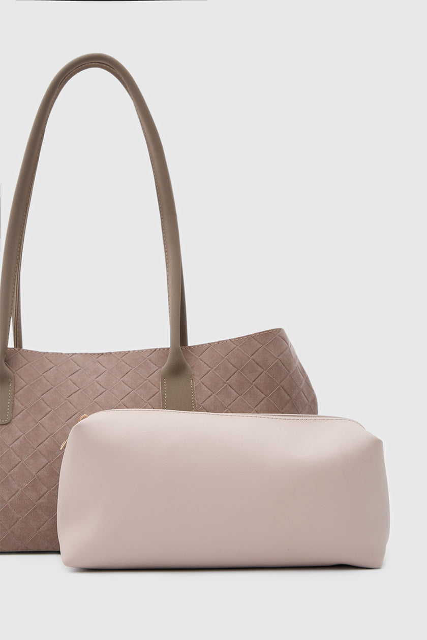 Mona Süet Shopper Omuz Çantası Vizon