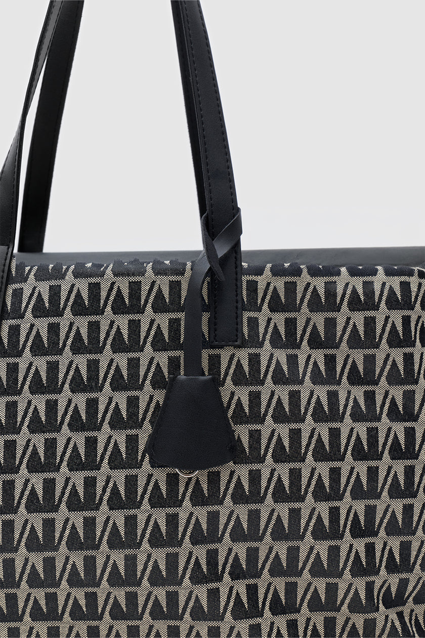 Hugel Monogram Omuz Çantası Siyah