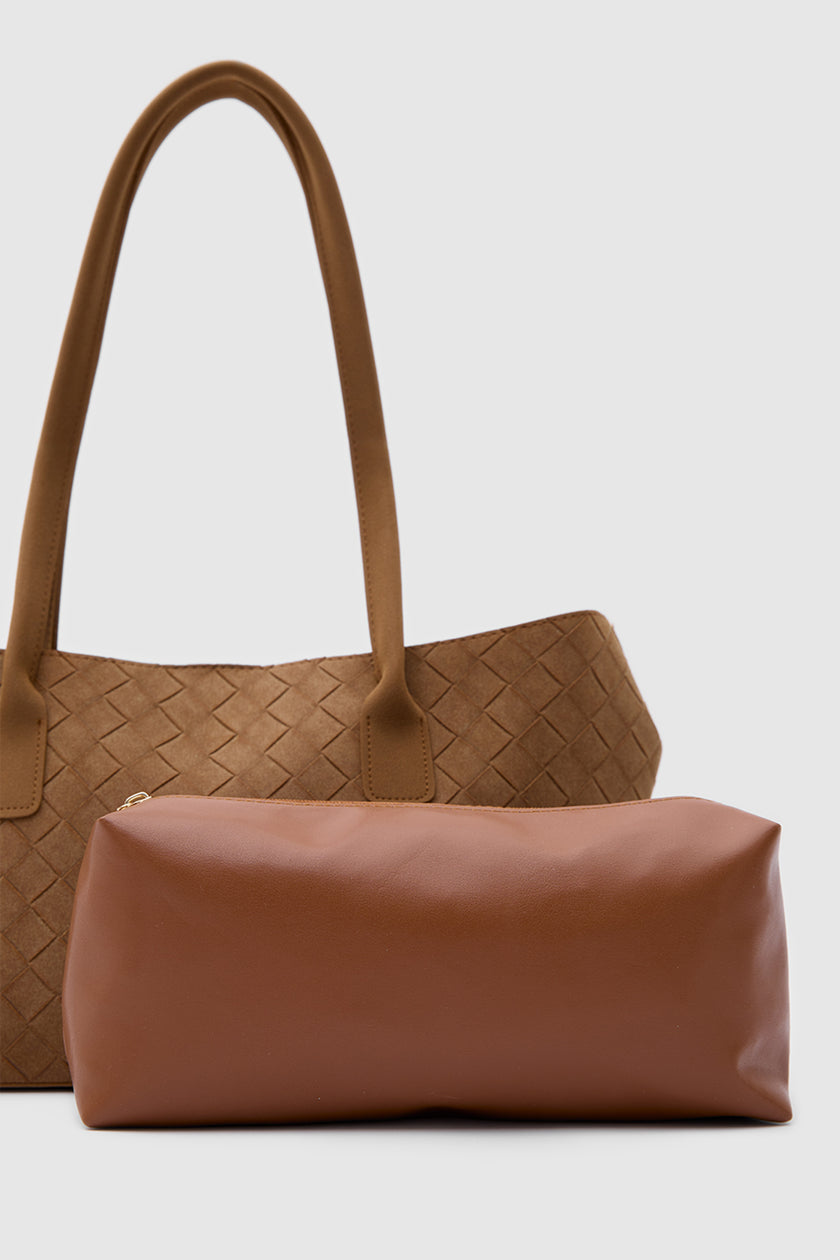Mona Süet Shopper Omuz Çantası Taba