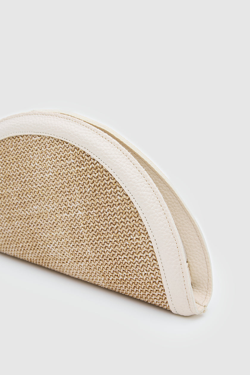 Venice Hasır Clutch Çanta Krem
