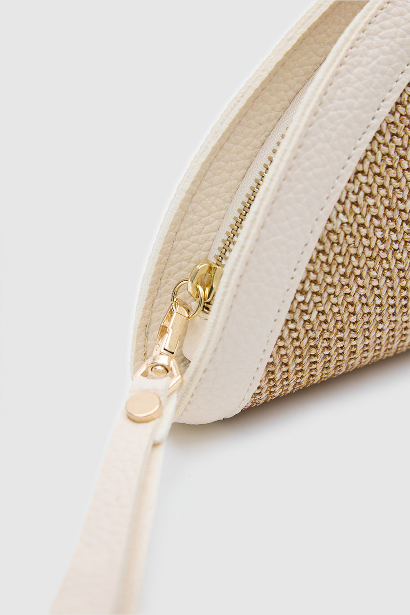 Venice Hasır Clutch Çanta Krem
