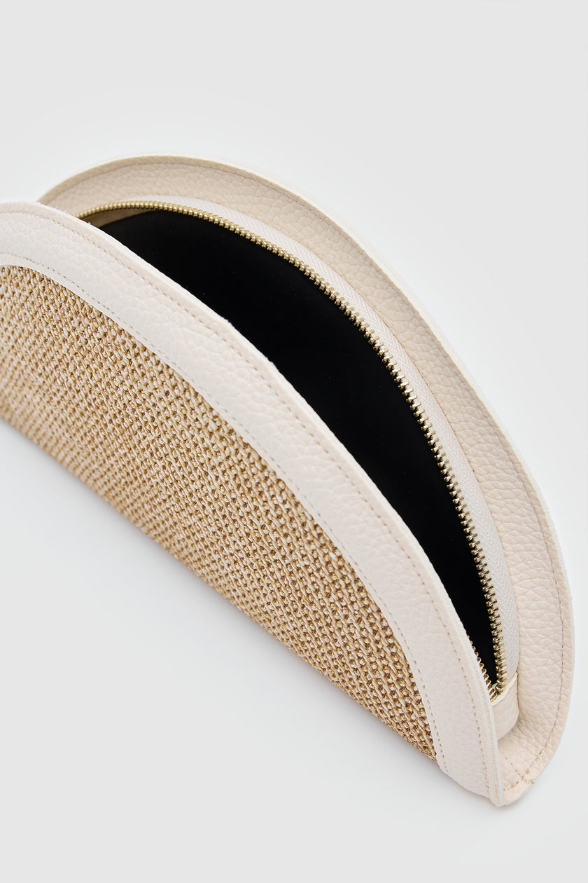 Venice Hasır Clutch Çanta Krem